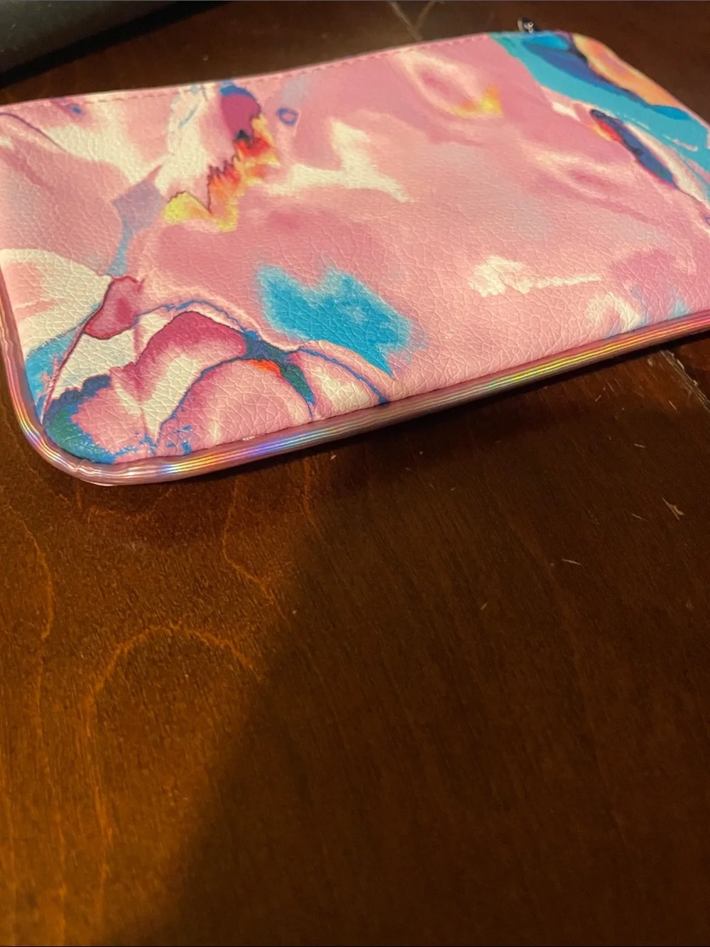 Ipsy Colorful Pink Marble Zip Make Up Pouch